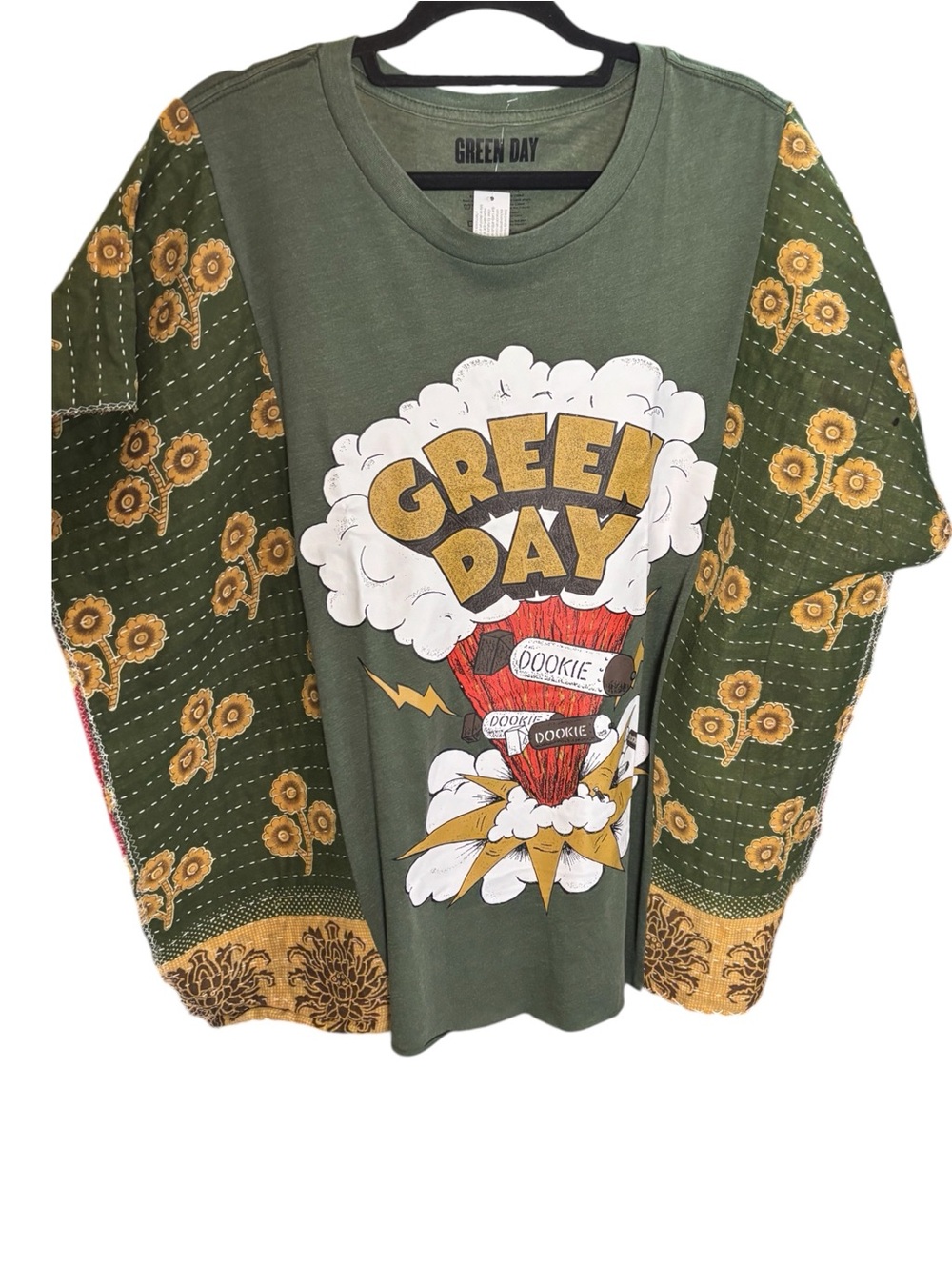 44. Green Day Rocktop 29P 29L Olive & Mustard Floral Sleeves